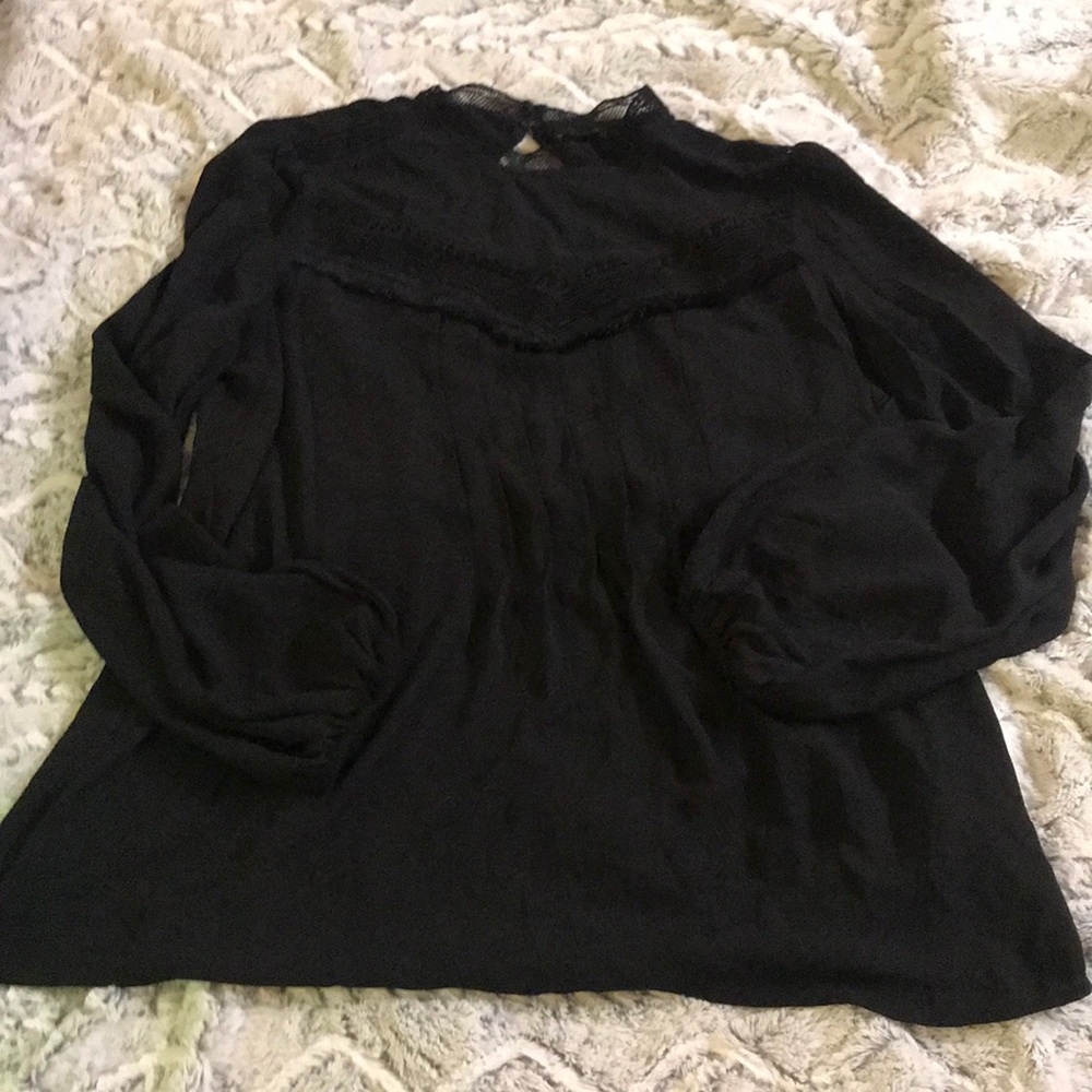 Ann Taylor Black Sheer Blouse Work Casual